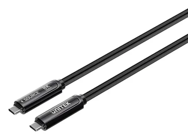 Unitek Kábel optický USB-C 5 m čierna / Kábel / USB-C (M) - USB-C (M) / 10 Gbps / PD 60W / 8K 30Hz (C14178ABK01-5M)