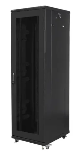 Lanberg Rack 42U čierna / Stojanový rozvádzač / 19" / 600x800 mm / Flat pack / Perforované dvere (FF01-6842-23B)