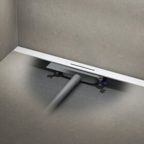 SET Sprchový žlab Kaldewei Flowline Zero 120 cm nerez bílá mat a odtoková souprava FlowDrain Regular 940100010711+687744800000 KALDEWEISET23