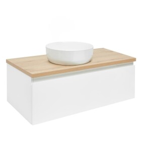 Kúpeľňová skrinka s krycou doskou SAT B-WAY 99x30x45 cm biela lesk BWAY100WDOAK BWAY100WDOAK