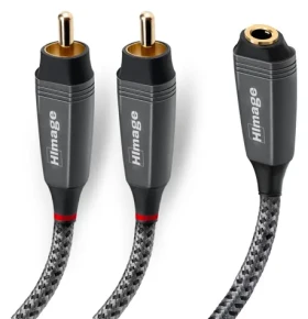 HImage šedá / Audio kábel / Jack 3,5 mm (F) - 2x RCA (M) / 1,5 m