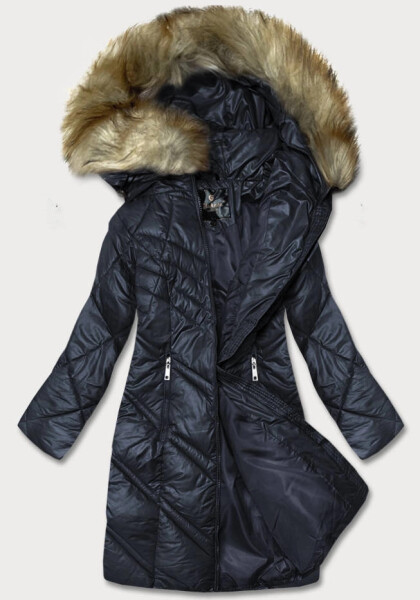 Tmavomodrá prešívaná dámska bunda (H-97-2) odstíny modré L (40)