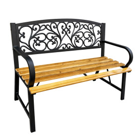 Mamido Záhradná kovová lavička s drevom pre 2 osoby