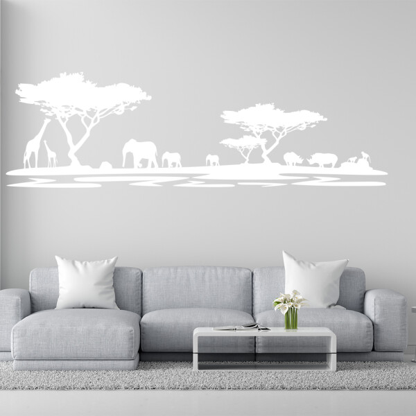 Veselá Stena Samolepka Africké safari Farba: biela, Veľkosť: 80 x 26 cm