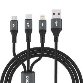 Dudao Dátový kábel L3E 3v1 / USB-C / MicroUSB / Lightning 60W / 1.2 m / čierna (181545)