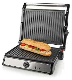 Nedis Kontaktný gril nerezová oceľ / Kontaktný gril / 2000 W / 29 x 23 cm / Automatická regulácia teploty (KAGR141FSR)