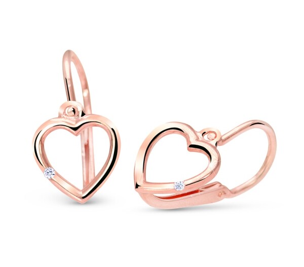 Cutie Jewellery Zlaté srdiečkové náušničky so zirkónom C2761-10-X-4 biela