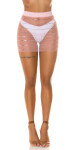 Sexy Koucla Mesh Mini Skirt with glitter / Cover-Up white M