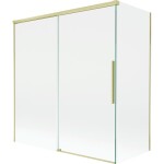 MEXEN/S - Rox vaňová zástena 2-krídlová posuvná 150 + 70 x 150, transparent, zlatá kartáčovaná 8C9-150-070-55-00