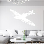 Veselá Stena Samolepka Stíhačka Supermarine Spitfire Farba: červená, Veľkosť: 80 x 52 cm