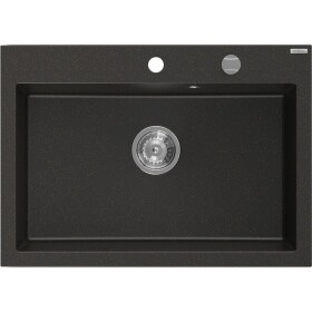 MEXEN MEXEN - Elix granitový drez 1-miska 700 x 500 mm, čierna/zlatá metalik, sifón chróm 6526701005-75