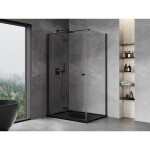 MEXEN/S - Mist-F sprchovací kút skladacie dvere ľavá 85 x 80, transparent, čierna 8A6T-085-080-70-00-L