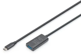 Digitus USB-C - USB-A čierna / Predlžovací kábel / Aktívny / USB 3.2 Gen1 5 Gbps / 5 m (DA-73110)