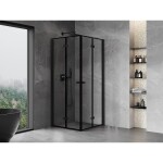 MEXEN/S - Mist-F Duo sprchovací kút skladacie dvere 85 x 85, čierna okraj, čierna 8A6-085L-085P-70-70