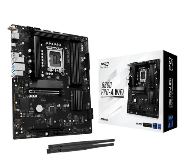 ASRock B860 Pro-A WiFi / B860 / LGA 1851 / 4X DDR5 / PCIEx 16 / 2.5 GLAN / Wi-Fi / ATX (90-MXBRL-A0UAYZ)