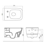 SAPHO - BELLO závesné WC Rimless s podomietkovou nádržkou a tlačidlom Schwab, biela 100214-SET5