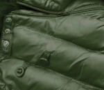 Dámska prešívaná zimná bunda v khaki farbe s kapucňou (w750-1) odstíny zelené S (36)