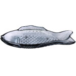 Ib Laursen Sklenený tanierik v tvare ryby Dark Blue Large