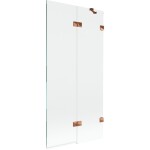 MEXEN/S - Lunar vaňová zástena 2-krídlová pravá 90 x 150, transparent, ružové zlato 897-090-100-60-00-P