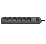 Brennenstuhl Eco-Line antracitová / Prepäťová ochrana / 6 zásuviek / 13 500 A / kábel 5 m / osvetlený vypínač (1159710515)