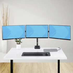 StarTech stolný držiak pre 3 monitory čierna / Stojan pre tri monitory / do 27" / nosnosť 21 kg / pružinové ramená (3MP2AG-MONITOR-ARM)