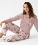 Luna 348 long/r M-2XL Z25/26 dámske pyžamo růžové květy L