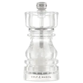 ColeMason London Mlynček na soľ 13 cm / Transparentný akryl / Keramický mlecí mechanizmus / Odpružené plnenie (H233102)