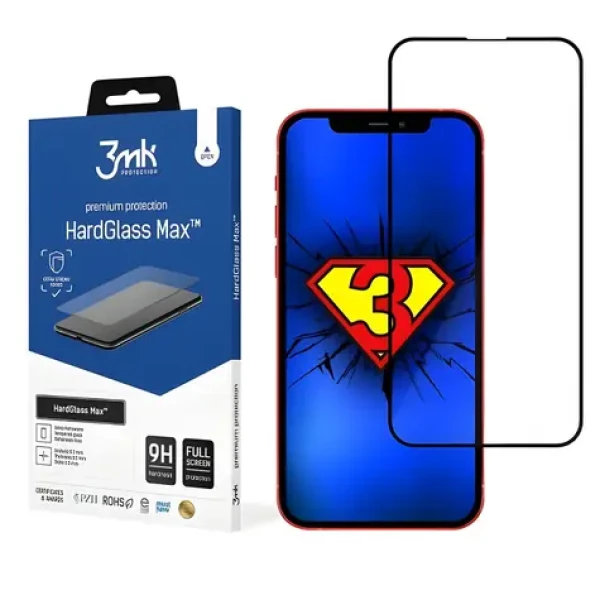 3mk HardGlass Max čierna / Ochranné sklo na displej / Apple iPhone 13 Pro Max/14 PLUS 6,7" / FullScreen / 9H
