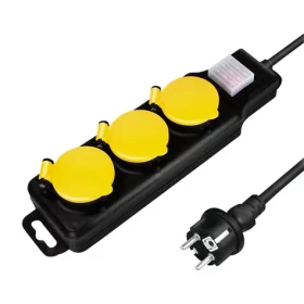 LogiLink Vonkajší predlžovací kábel čierno-žltá / Predlžovací kábel / 3 zásuvky / IP44 / 1,5 m / 230V/16A (LPS253)