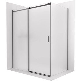 CERANO - Sprchovací kút Santoro - ľavá - 6 mm - čierna matná, mliečne sklo - 100x70 - posuvný CER-665620