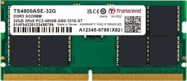 Transcend JetRam 32GB (1x32GB) 4800MHz / SODIMM / DDR5 / CL40 / 1.1V / 2Rx8 (JM4800ASE-32G)