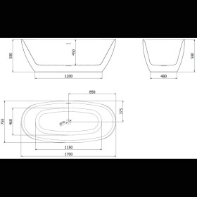 MEXEN/S - Luvo Slim voľne stojaca vaňa 170 x 75, biela, sifón a prepad meď kartáčovaná 52801707500-65