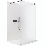 CERANO - Sprchová zástena Walk-in Onyx Duo Ľ/P - 8 mm - guľatá vzpera - čierna matná, mliečne sklo - 90x200 CER-8050BD2228