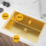 VELAZO Zlatý oceľový drez s jednou misou 54 x 44 cm Velazo VELAZ5444G