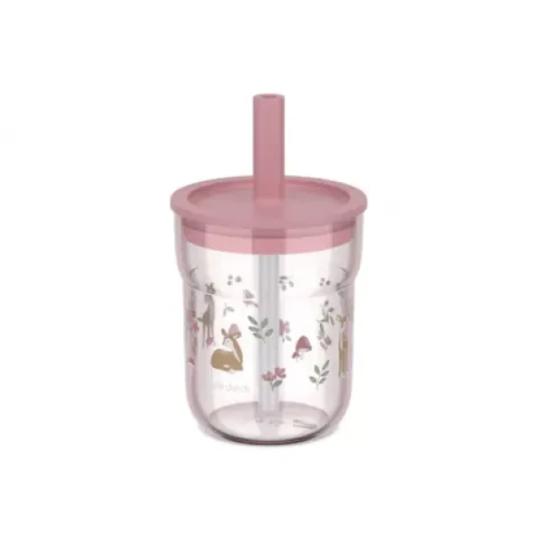 Little Dutch Téglik s slamkou 250 ml Fairy Garden ružová / od 12 mesiacov (108023065406LD)