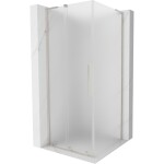 MEXEN/S - Velar L sprchovací kút, posuvné dvere 90 x 90, dekor, nikel kartáčovaný 871-090-090-33-97