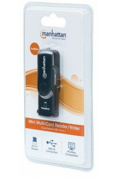 Manhattan mini Externá USB čítačka kariet SD/MMC 24v1 čierna / USB 3.0 (101981-MA)