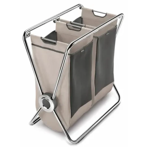 Simplehuman Skládací kôš na bielizeň dvojitý hnedá / oceľ + polyester (838810025094)
