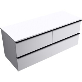 CERANO - Kúpeľňová skrinka Velora - biela matná, úchytka čierna + doska pod umývadlo Navira Slim - 18 mm - 160x54,8x46,5 CER-665176