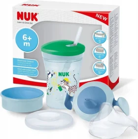 NUK Sada na pitie s nástavcami 230ml / od 6 + / zeleno-modrá (10255032)
