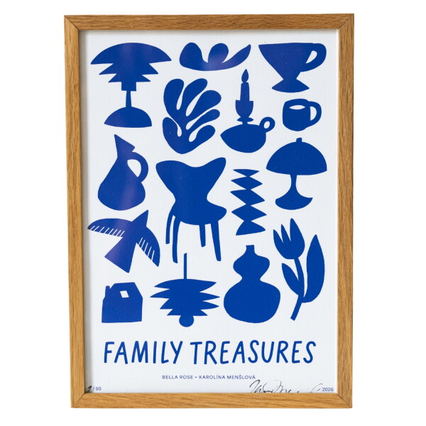 Bella Rose Signovaný umělecký tisk Family Treasures Blue 50 × 70 cm