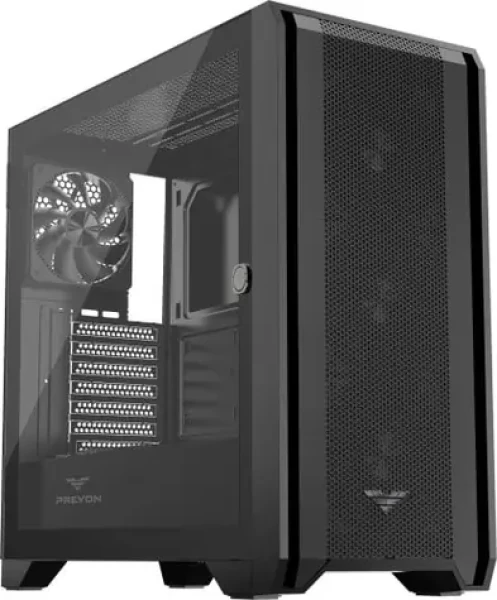 PREYON Nest Windy čierna / ATX / USB-A 3.0 / USB-A 2.0 / USB-C / 4X 120mm / bez zdroja / priehľadná bočnica (PRENW04B)