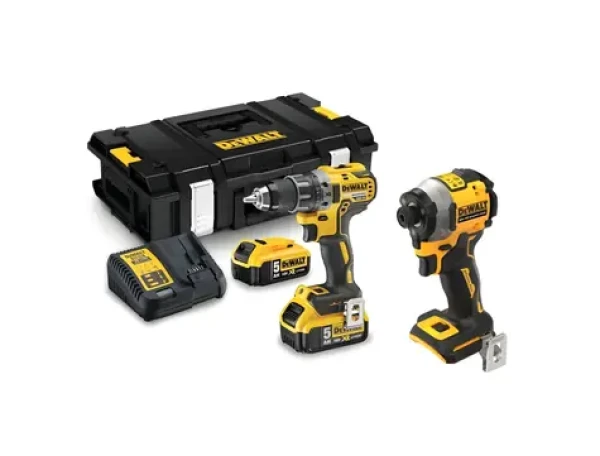 DeWalt DCD791P2 + DCF850N / Aku sada vŕtačky a rázového uťahovača / 18V XR / 2x 5,0 Ah / nabíjačka / kufor TSTAK (DCD791P2A)