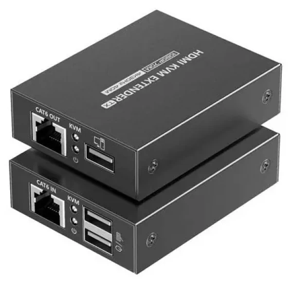 PremiumCord HDMI KVM extender / Extender / 4K 30 Hz do 40 m / Full HD do 70 m / USB / Cat5e-6-7 (khext70-8)