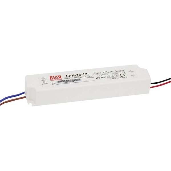MEAN WELL LPH-18-12 LED driver, napájací zdroj pre LED konštantné napätie, konštantný prúd 18 W 0 - 1.5 A 12 V/DC bez možnosti stmievania, ochrana proti; LPH-18-12
