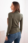 Dámsky viskózový sveter s rolákom a dlhými rukávmi khaki UNI