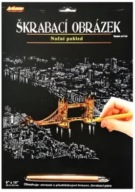 ARTLOVER Škrabací obrázok zlatý Tower Bridge v noci