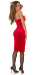 Sexy Koucla Bandeau Midi Dress with feather details red Einheitsgroesse