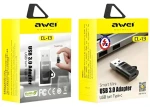 AWEI CL-13 čierna / Adaptér / USB-C - USB-A / USB 3.0 / 5 Gb/s (CL-13)