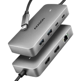Axagon HMC-CUB83X2, USB 10Gbps húb, 2x USB-A, USB-C, HDMI a DP 4k/144Hz, RJ-45 GLAN, PD 100W, kábel USB-C 15cm (HMC-CUB83X2)